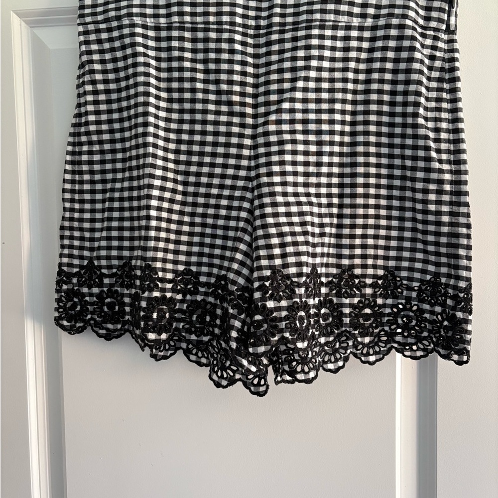 J. Crew Gingham High Waist Shorts with Lace